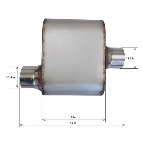 MAX-569469 Muffler 2.5" Offset Inlet/2.5" Center Outlet OUT OF STEEL/ Auto Exhaust system/Exhaust pipe