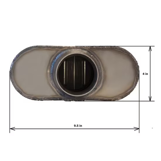 MAX-569452 Universal Muffler 2.25" Center Inlet/2.25" Center Outlet OUT OF STEEL/ Auto Exhaust/ Reversible Design