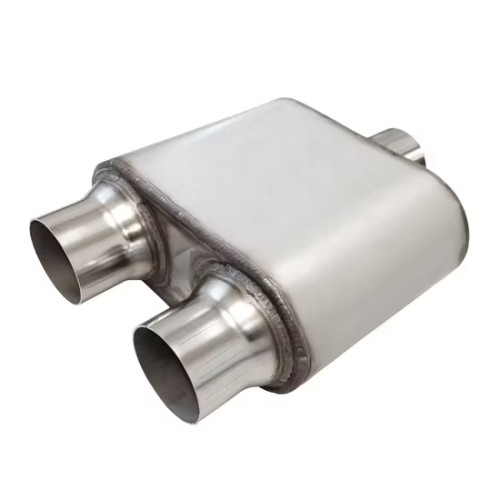 MAX-569483 Muffler 2.5"Center Inlet /2.5"x2 Offset Outlet OUT OF STEEL/ Auto Exhaust system/Exhaust pipe