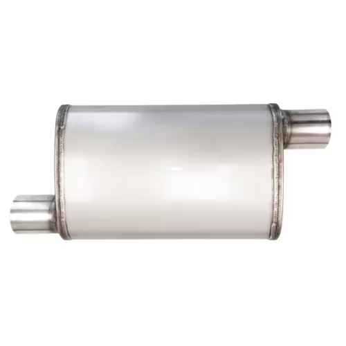 MAX-569575 Muffler Oval 2.5" Offset In / 2.5" Offset Out Stainless Steel Exhaust