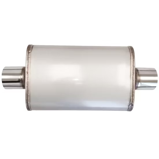 MAX-569568 Universal Muffler 3" Center Inlet/3" Center Outlet OUT OF STEEL/ Auto Exhaust/ Reversible Design