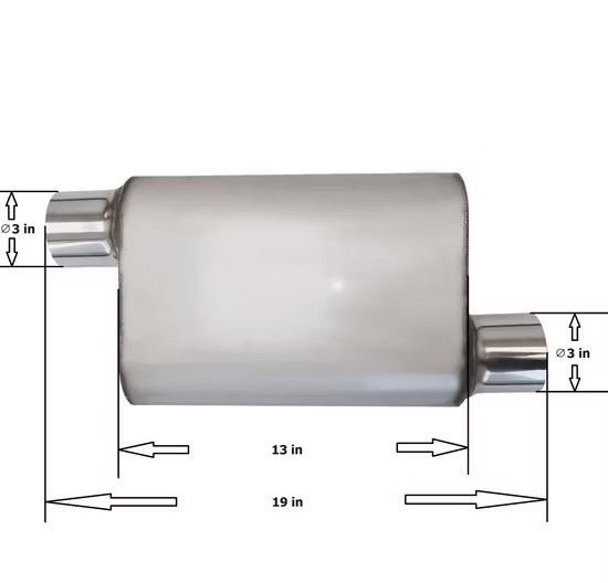 MAX-569513 Muffler 3" Offset Inlet/3" Offset Outlet OUT OF Stainless steeL/ Auto Exhaust/ Reversible Design