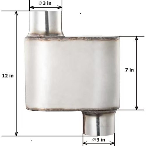 MAX-569476 Muffler 3" Offset Inlet/3" Offset Outlet OUT OF STEEL/ Auto Exhaust system/Exhaust pipe