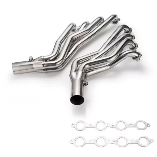 MAX-569261 Exhaust Manifold Exhaust Header Kit With Gasket Compatible for Chevy GMC 2007-2014 4.8L 5.3L 6.0L Long Tube Stainless Steel Headers