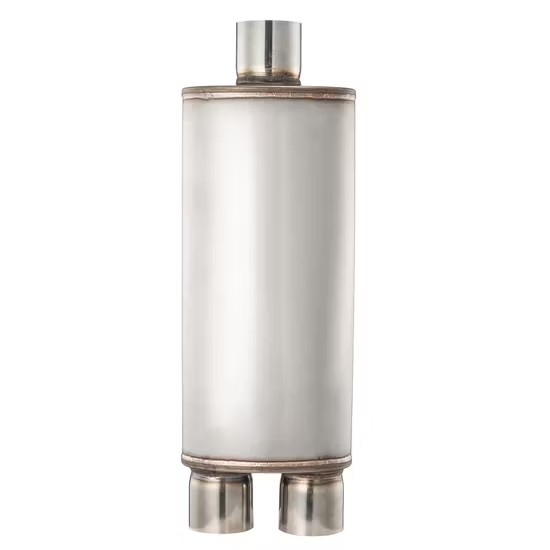 MAX-569537 Muffler 2.5" Center Inlet/2.5"x2 Offset Outlet OUT OF Stainless steel/ Car Exhaust/Exhaust Pipe/Tailpipe/Cylinder muffler