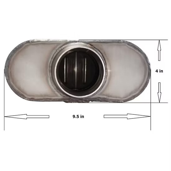 MAX-569490 Muffler 2.25" Center Inlet/2.25" Center Outlet OUT OF Stainless steeL/ Auto Exhaust/ Reversible Design