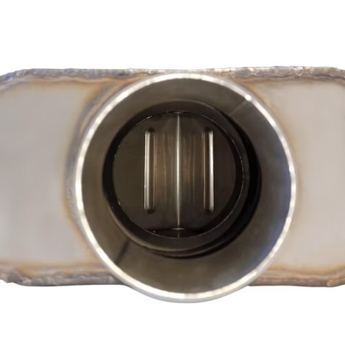 MAX-569452 Universal Muffler 2.25" Center Inlet/2.25" Center Outlet OUT OF STEEL/ Auto Exhaust/ Reversible Design