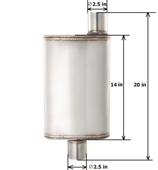 MAX-569599 Premium 2.5" Offset Inlet Steel Muffler for Car Exhaust
