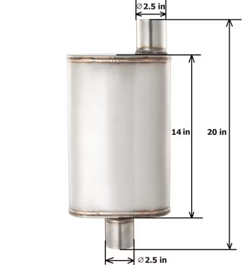 MAX-569599 Premium 2.5" Offset Inlet Steel Muffler for Car Exhaust