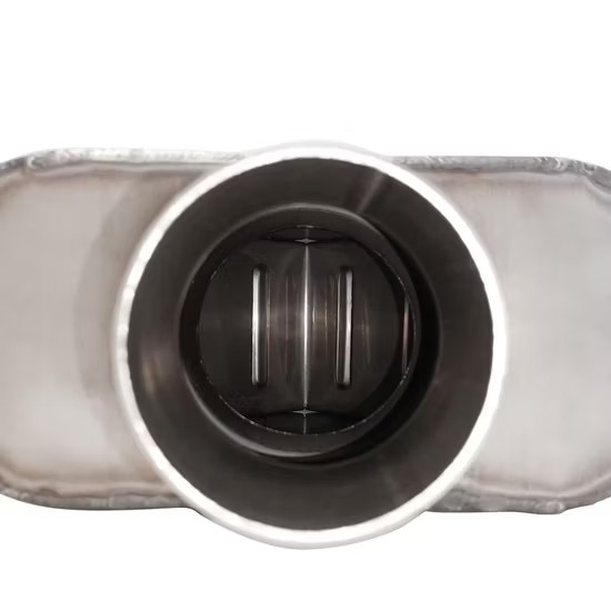 MAX-569490 Muffler 2.25" Center Inlet/2.25" Center Outlet OUT OF Stainless steeL/ Auto Exhaust/ Reversible Design