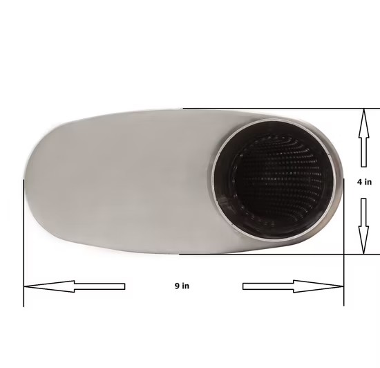 MAX-569575 Muffler Oval 2.5" Offset In / 2.5" Offset Out Stainless Steel Exhaust