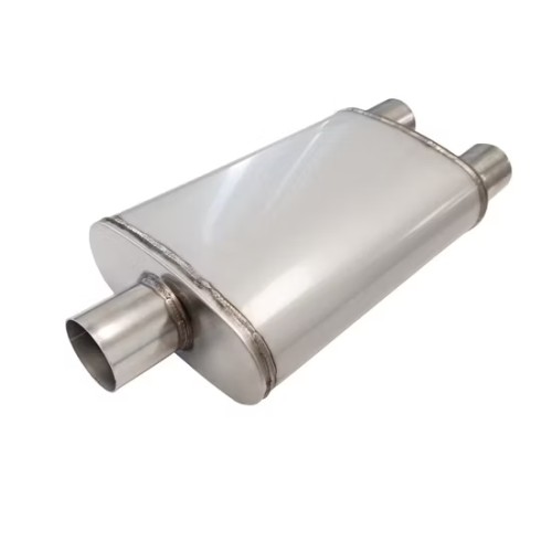 MAX-569520 Muffler 2.5" Center Inlet/2.5"x2 Offset Outlet OUT OF Stainless steel/ Car Exhaust/Ehaust Pipe/Tailpipe